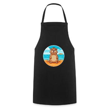 Gopher Aquarell Cartoon Kawaii Clipart Tier - Kochschürze - Schwarz - Vorne - AI Model Male 185 dark (185cm)