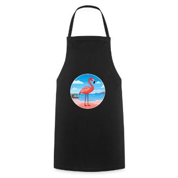 Flamant rose aquarelle dessin animé Kawaii Clipart Animal - Tablier de cuisine - noir - Devant - AI Model Male 185 dark (185cm)