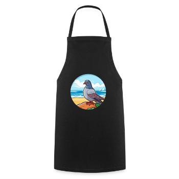 Pigeon aquarelle dessin animé kawaii clipart animal - Tablier de cuisine - noir - Devant - AI Model Male 185 dark (185cm)