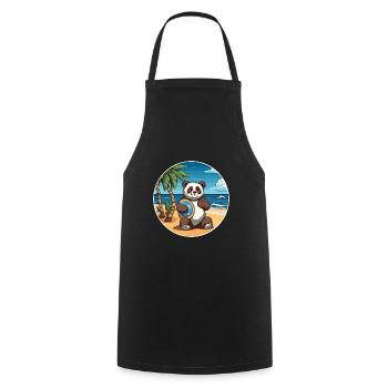 Panda Aquarell Karikatur Kawaii Clipart Tier - Kochschürze - Schwarz - Vorne - AI Model Male 185 dark (185cm)