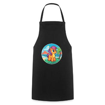 Ponny aquarelle dessin animé Kawaii Clipart Animal - Tablier de cuisine - noir - Devant - AI Model Male 185 dark (185cm)