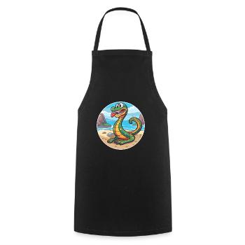 Schlange Aquarell Cartoon Kawaii Clipart Tier - Kochschürze - Schwarz - Vorne - AI Model Male 185 dark (185cm)
