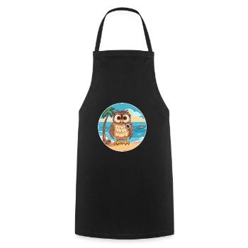 Owl Watercolor Cartoon Kawaii Clipart Animal - Cooking Apron - black - Front - AI Model Male 185 dark (185cm)