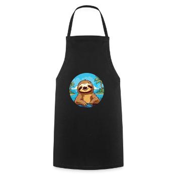 Sloth Watercolor Cartoon Kawaii Clipart Animal - Cooking Apron - black - Front - AI Model Male 185 dark (185cm)