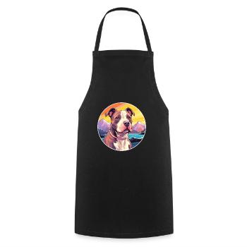 American Pitbull Terrier Dog Breed Cartoon Kawaii - Cooking Apron - black - Front - AI Model Male 185 dark (185cm)