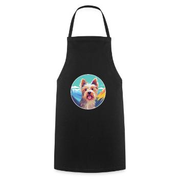 Australian Terrier Dog Breed Cartoon Kawaii Waterc - Cooking Apron - black - Front - AI Model Male 185 dark (185cm)
