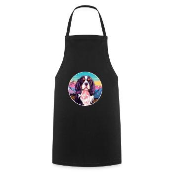 Alpine Spaniel Dog Breed Cartoon Kawaii Watercolor - Cooking Apron - black - Front - AI Model Male 185 dark (185cm)