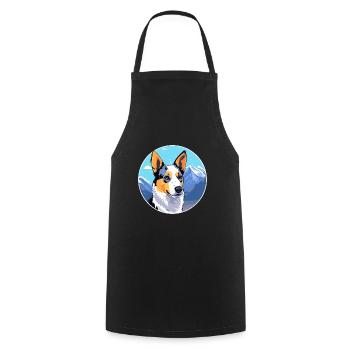 Blue Heeler Dog Breed Cartoon Kawaii Watercolor - Cooking Apron - black - Front - AI Model Male 185 dark (185cm)