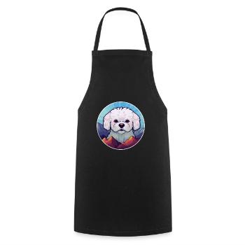 Bichon Frise chien race Cartoon Kawaii aquarelle - Tablier de cuisine - noir - Devant - AI Model Male 185 dark (185cm)
