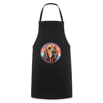 Bloodhound chien race dessin animé Kawaii aquarelle - Tablier de cuisine - noir - Devant - AI Model Male 185 dark (185cm)