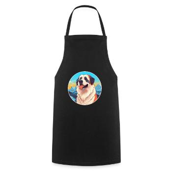 Caucasian Ovcharka Dog Breed Cartoon Kawaii Waterc - Cooking Apron - black - Front - AI Model Male 185 dark (185cm)