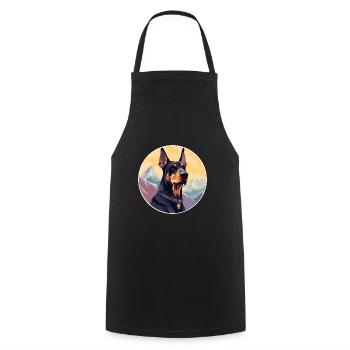 Doberman chien race dessin animé Kawaii aquarelle - Tablier de cuisine - noir - Devant - AI Model Male 185 dark (185cm)