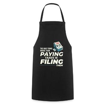 Taxing Humor: Paying and Filing Funny - Cooking Apron - black - Front - AI Model Male 185 dark (185cm)