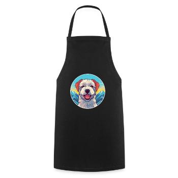 Holländische Smoushond-Hunderassen-Karikatur Kawaii Watercolo - Kochschürze - Schwarz - Vorne - AI Model Male 185 dark (185cm)