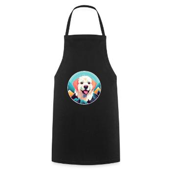 Niedliche Hunderasse Cartoon Kawaii Aquarell - Kochschürze - Schwarz - Vorne - AI Model Male 185 dark (185cm)