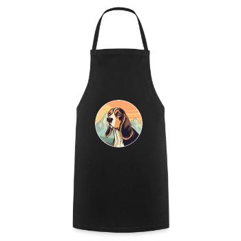 Estonian Hound Dog Breed Cartoon Kawaii Watercolor - Cooking Apron - black - Front - AI Model Male 185 dark (185cm)