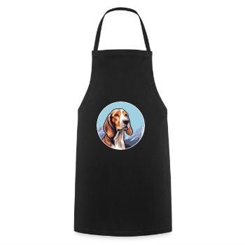 Finnish Hound Dog Breed Cartoon Kawaii Watercolor - Cooking Apron - black - Front - AI Model Male 185 dark (185cm)