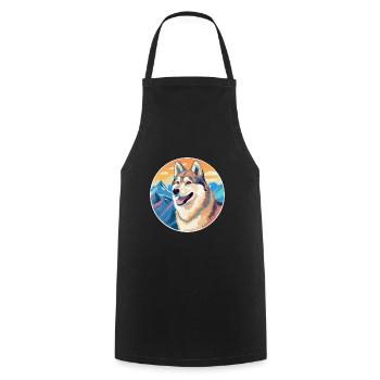 Ostsibirische Laika-Hunderasse Karikatur Kawaii-Wasser - Kochschürze - Schwarz - Vorne - AI Model Male 185 dark (185cm)
