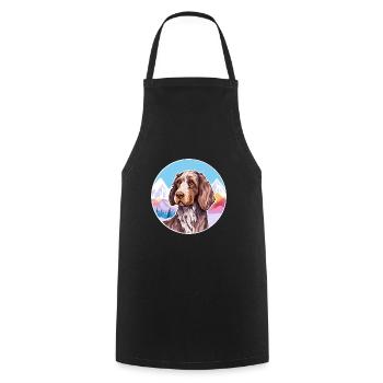 German Wirehaired Pointer Dog Breed Cartoon Kawaii - Cooking Apron - black - Front - AI Model Male 185 dark (185cm)