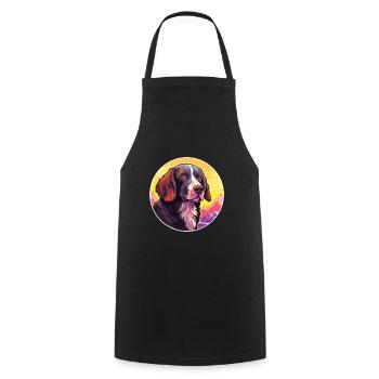 Frisian Pointing Dog Breed Cartoon Kawaii Watercol - Cooking Apron - black - Front - AI Model Male 185 dark (185cm)