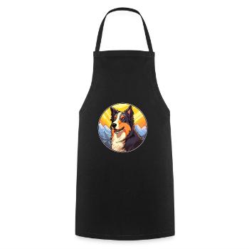 Georgischer Schäferhund Rasse Cartoon Kawaii Waterco - Kochschürze - Schwarz - Vorne - AI Model Male 185 dark (185cm)