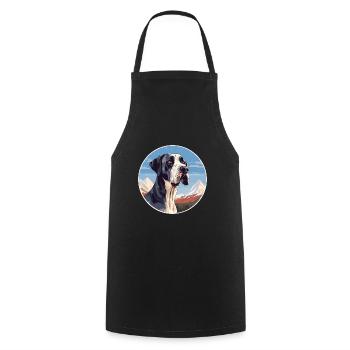 Große Dogge Hunderasse Cartoon Kawaii Aquarell - Kochschürze - Schwarz - Vorne - AI Model Male 185 dark (185cm)