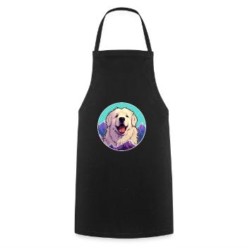 Grande race de chien des Pyrénées dessin animé Kawaii aquarelle - Tablier de cuisine - noir - Devant - AI Model Male 185 dark (185cm)