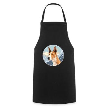 Ibizan Hound Dog Breed Cartoon Kawaii Watercolor - Cooking Apron - black - Front - AI Model Male 185 dark (185cm)