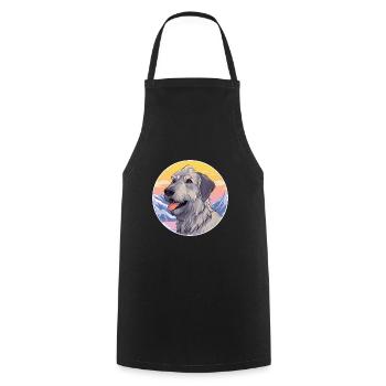Irischer Wolfshund Hunderasse Karikatur Kawaii Watercolo - Kochschürze - Schwarz - Vorne - AI Model Male 185 dark (185cm)