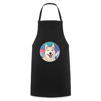 Jindo Hunderasse Karikatur Kawaii Aquarell - Kochschürze - Schwarz - Vorne - AI Model Male 185 dark (185cm)
