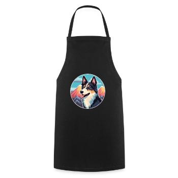 Karelo finlandais Laika chien race dessin animé Kawaii Wate - Tablier de cuisine - noir - Devant - AI Model Male 185 dark (185cm)