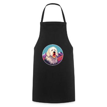 Labradoodle Dog Breed Cartoon Kawaii Watercolor - Cooking Apron - black - Front - AI Model Male 185 dark (185cm)