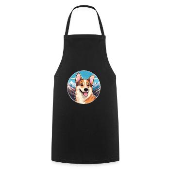 Kai Ken chien race dessin animé Kawaii aquarelle - Tablier de cuisine - noir - Devant - AI Model Male 185 dark (185cm)