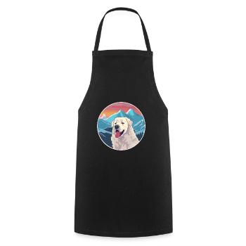 Kuvasz chien race dessin animé Kawaii aquarelle - Tablier de cuisine - noir - Devant - AI Model Male 185 dark (185cm)