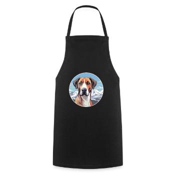 Mountain Cur Hunderasse Cartoon Kawaii Aquarell - Kochschürze - Schwarz - Vorne - AI Model Male 185 dark (185cm)