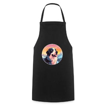 Landseer chien race dessin animé Kawaii aquarelle - Tablier de cuisine - noir - Devant - AI Model Male 185 dark (185cm)