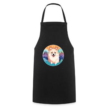 Spitz nordique chien race Cartoon Kawaii aquarelle - Tablier de cuisine - noir - Devant - AI Model Male 185 dark (185cm)