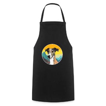 Lurcher Hunderasse Karikatur Kawaii Aquarell - Kochschürze - Schwarz - Vorne - AI Model Male 185 dark (185cm)
