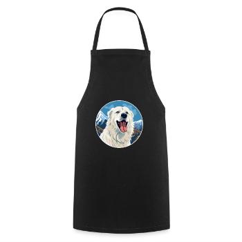 Maremma Sheepdog Dog Breed Cartoon Kawaii Watercol - Cooking Apron - black - Front - AI Model Male 185 dark (185cm)