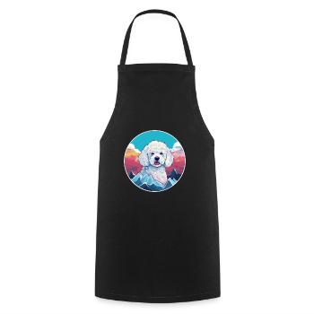 Caniche chien race dessin animé Kawaii aquarelle - Tablier de cuisine - noir - Devant - AI Model Male 185 dark (185cm)