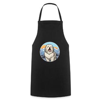 Alter englischer Schäferhund Hunderasse Cartoon Kawaii Wate - Kochschürze - Schwarz - Vorne - AI Model Male 185 dark (185cm)