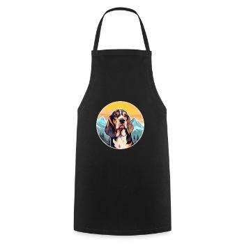 Polish Hound Dog Breed Cartoon Kawaii Watercolor - Cooking Apron - black - Front - AI Model Male 185 dark (185cm)