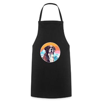 Saint Bernard chien race Cartoon Kawaii aquarelle - Tablier de cuisine - noir - Devant - AI Model Male 185 dark (185cm)