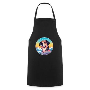 Sapsali Dog Breed Cartoon Kawaii Watercolor - Cooking Apron - black - Front - AI Model Male 185 dark (185cm)