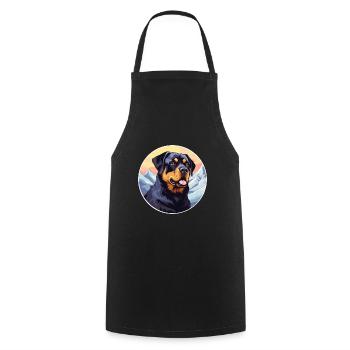 Rottweiler chien race dessin animé Kawaii aquarelle - Tablier de cuisine - noir - Devant - AI Model Male 185 dark (185cm)