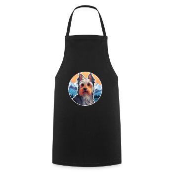 Silky Terrier Hunderasse Cartoon Kawaii Aquarell - Kochschürze - Schwarz - Vorne - AI Model Male 185 dark (185cm)