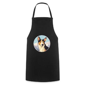 Glatter Collie Hund Rasse Cartoon Kawaii Aquarell - Kochschürze - Schwarz - Vorne - AI Model Male 185 dark (185cm)