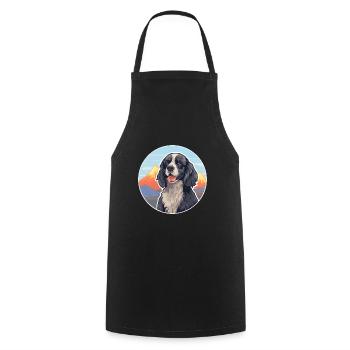 Spaniel Dog Breed Cartoon Kawaii Watercolor - Cooking Apron - black - Front - AI Model Male 185 dark (185cm)