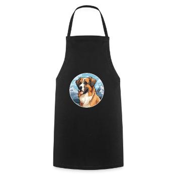 Schäferhund Rasse Karikatur Kawaii Aquarell - Kochschürze - Schwarz - Vorne - AI Model Male 185 dark (185cm)