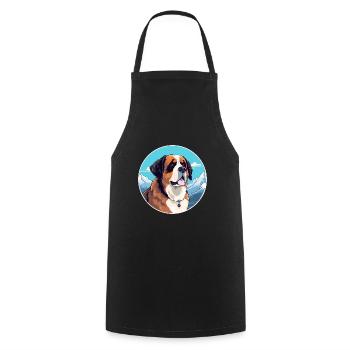 St Bernard chien race dessin animé Kawaii aquarelle - Tablier de cuisine - noir - Devant - AI Model Male 185 dark (185cm)